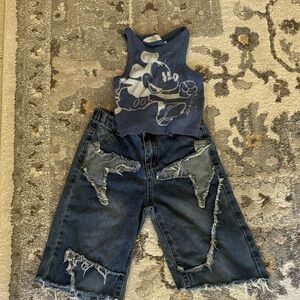 H&M Kids Blue top with bleu shorts jeans 👖